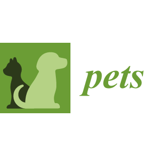 The logo for the journal Pets. the outline of a green dog sits in front of the outline of a black cat,